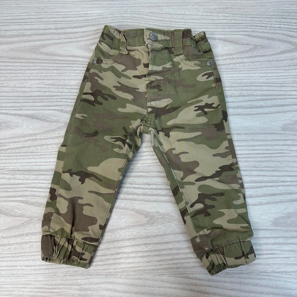 7 for All Mankind Jogger Pants Infant 12M Green Camo Elastic Waistband Stretch